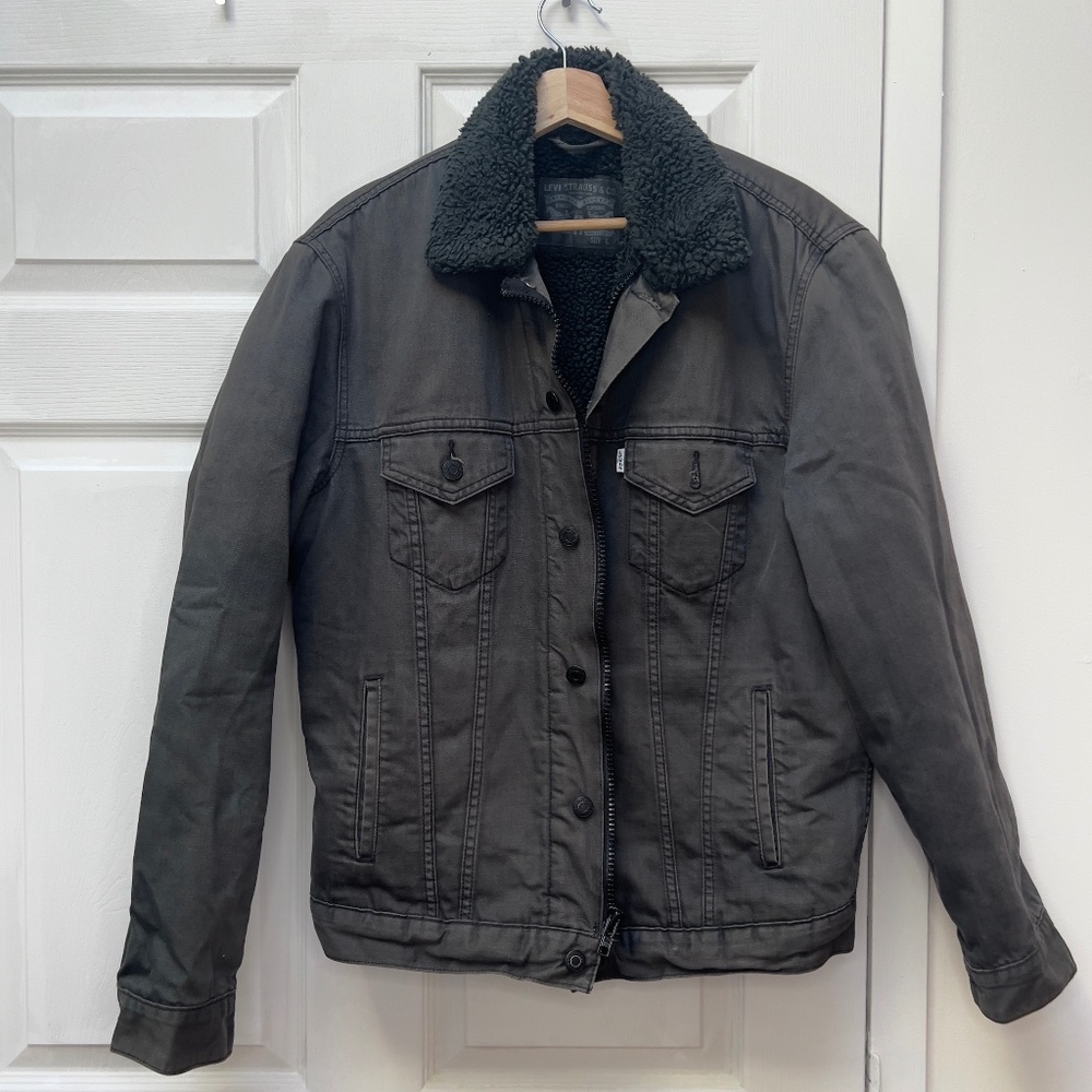 LEVI’S Men’s Type iii 3 denim Sherpa Black / Dark Gray Jacket White Label - L